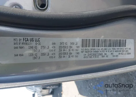 2016 Dodge Journey Sxt from USA, damaged, VIN 3C4PDCBG6GT229035